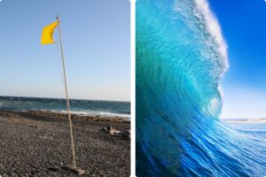 ocean, swim flags, portugal