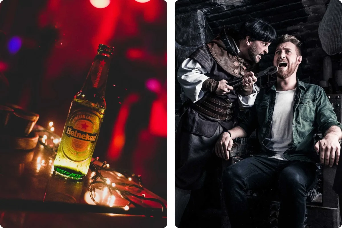 a heineken beer and the amsterdam dungeon