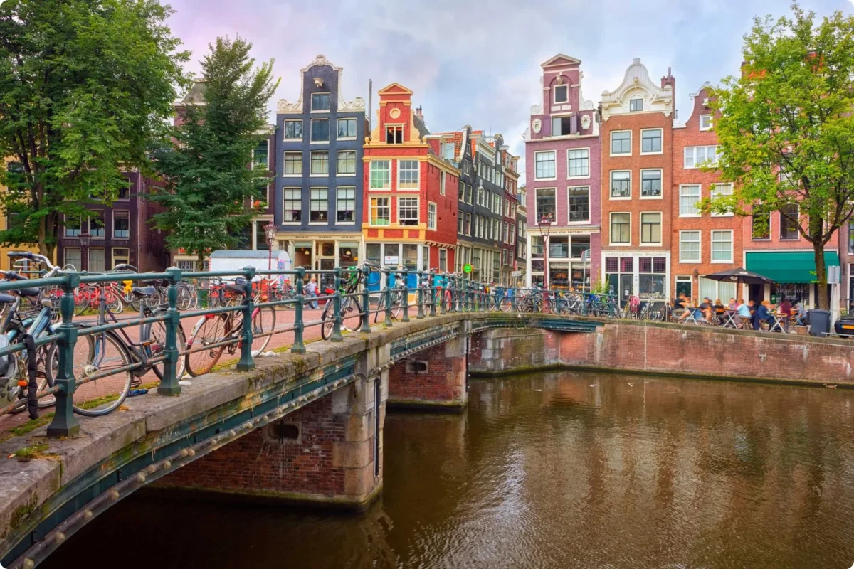 bridge over canal in amsterdam