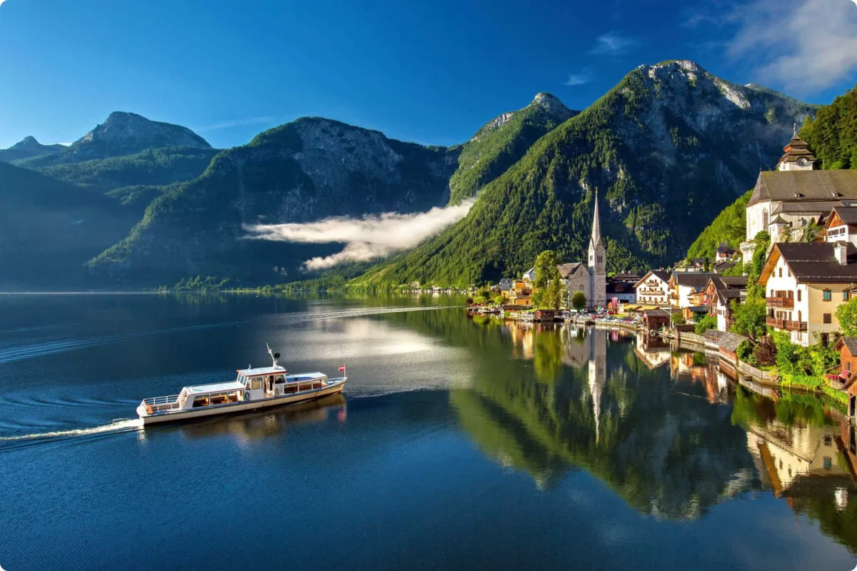 mountains in austria with lake in austria