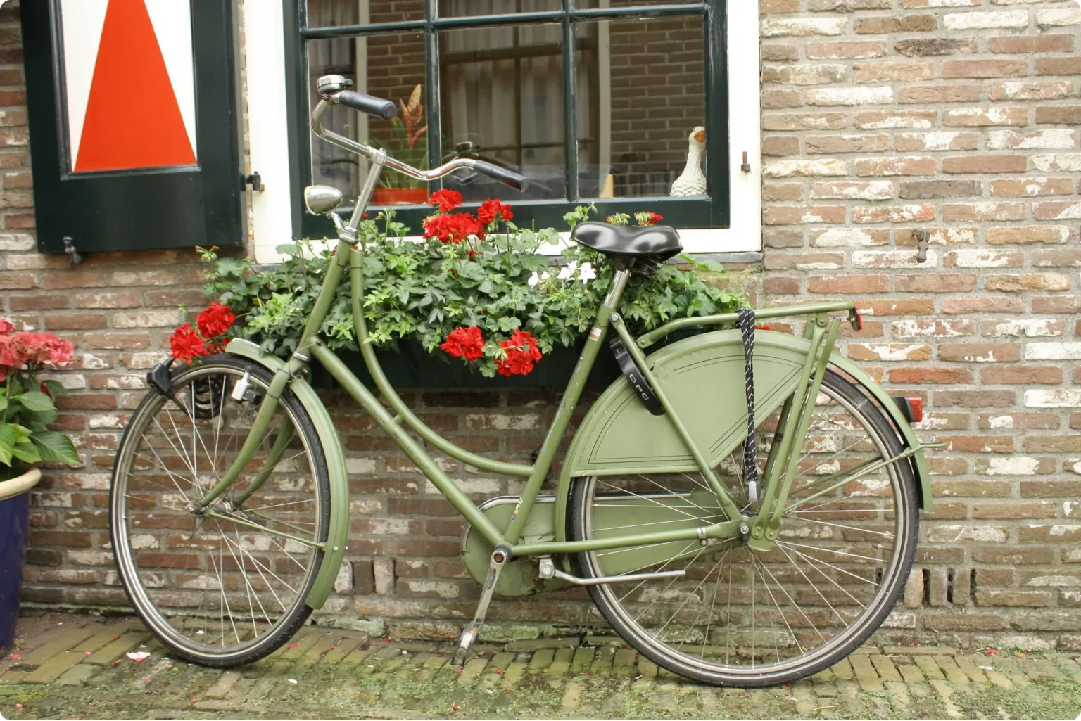 bike against a wall in Alkmaar