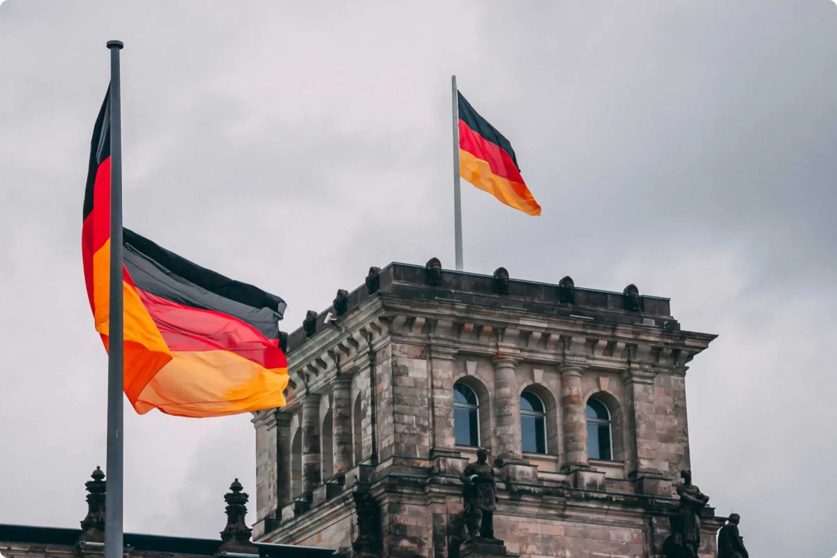 german flag on building